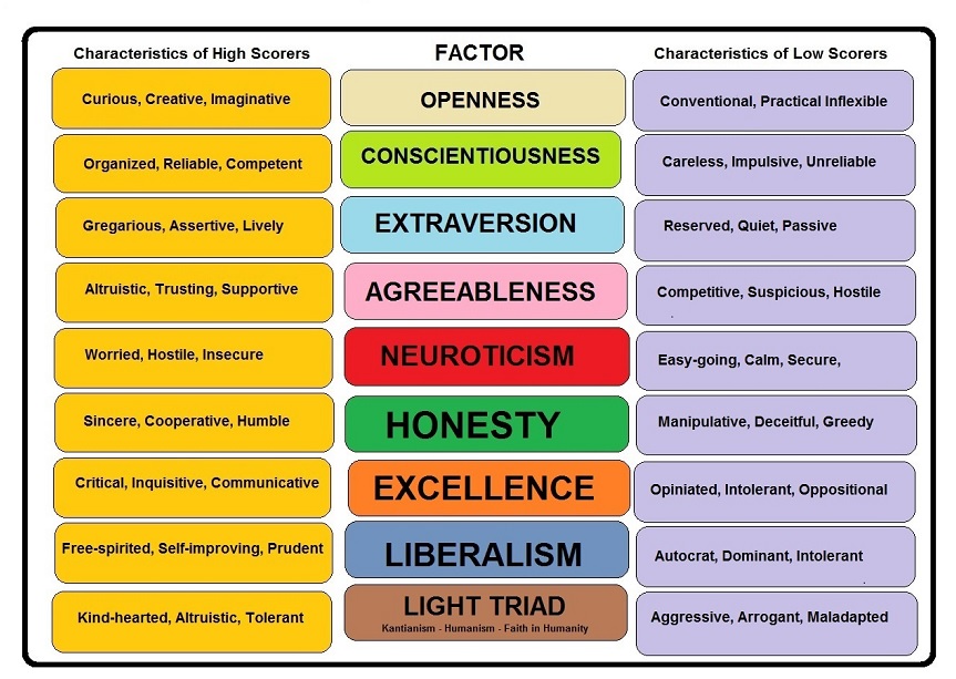 Examples of the characteristics exhibited by people who score high